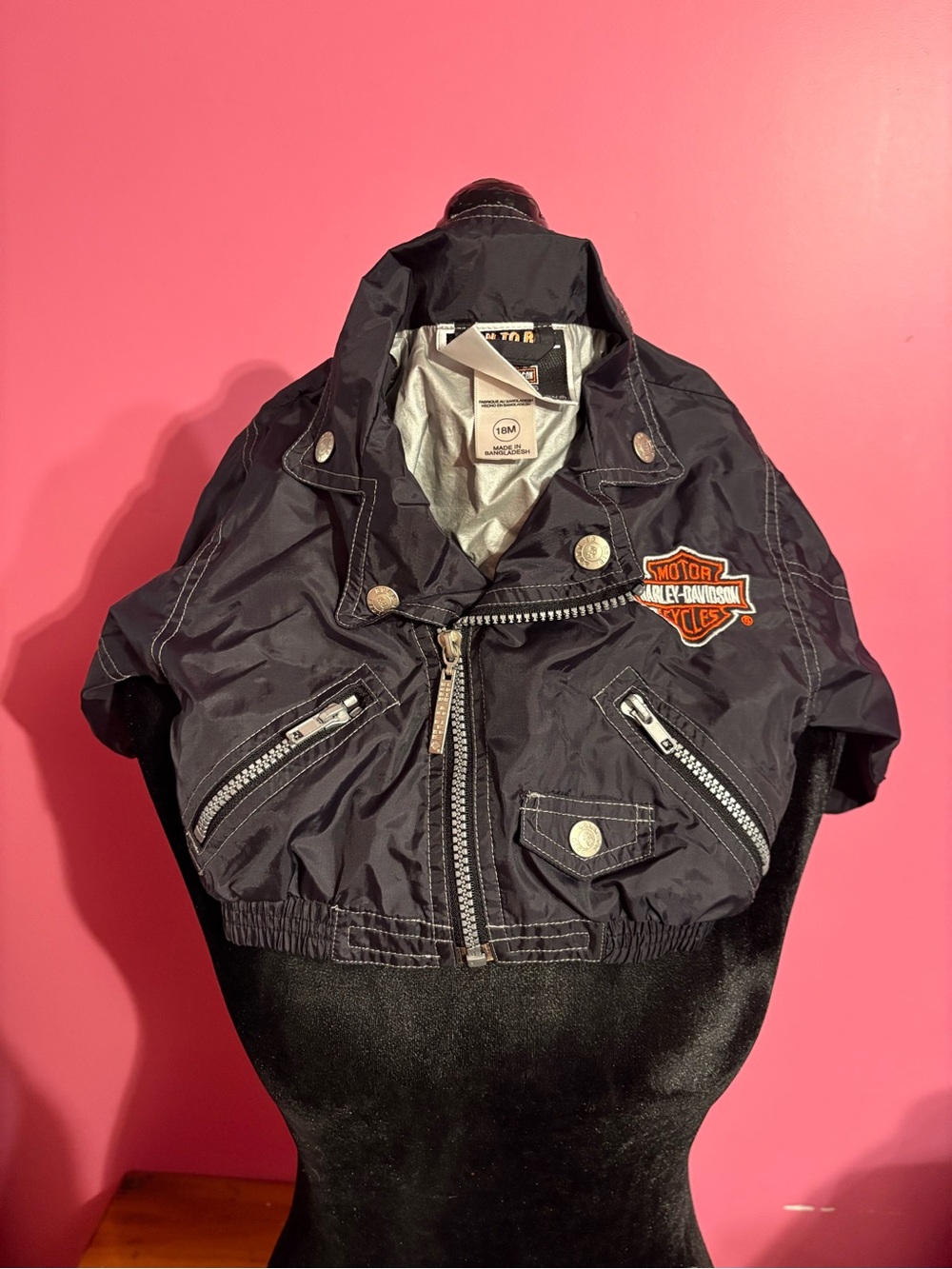 Harley-Davidson Black Kids Moto Jacket with Orange Logo